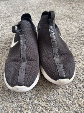 Nike Black Slip-On Knit Sneakers with White Swoosh